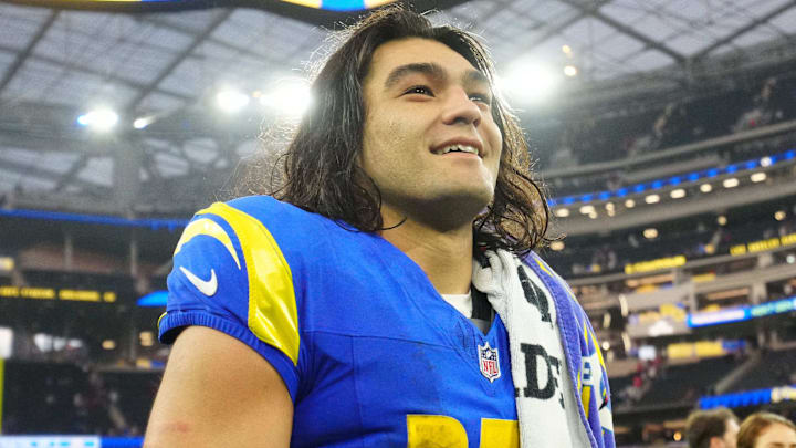 Dec 8, 2024; Inglewood, California, USA; Los Angeles Rams wide receiver Puka Nacua (17) reacts after the game against the Buffalo Bills at SoFi Stadium. Mandatory Credit: Kirby Lee-Imagn Images Dec 8, 2024; Inglewood, California, USA; Los Angeles Rams wide receiver Puka Nacua (17) reacts after the game against the Buffalo Bills at SoFi Stadium. Mandatory Credit: Kirby Lee-Imagn Images