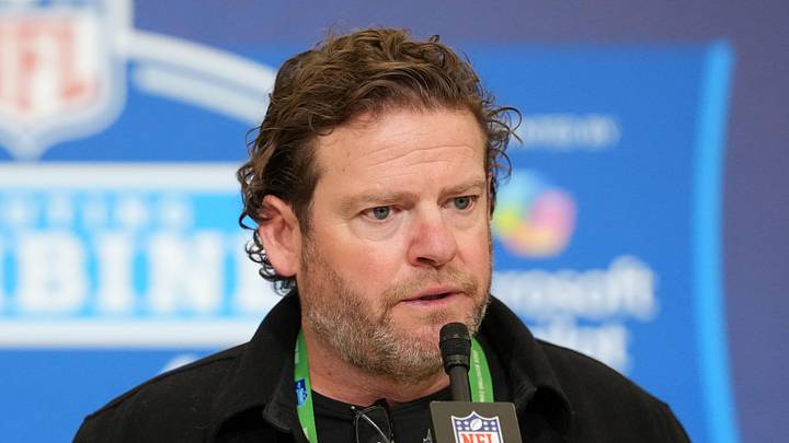 Seattle Seahawks general manager John Schneider speaks to the media