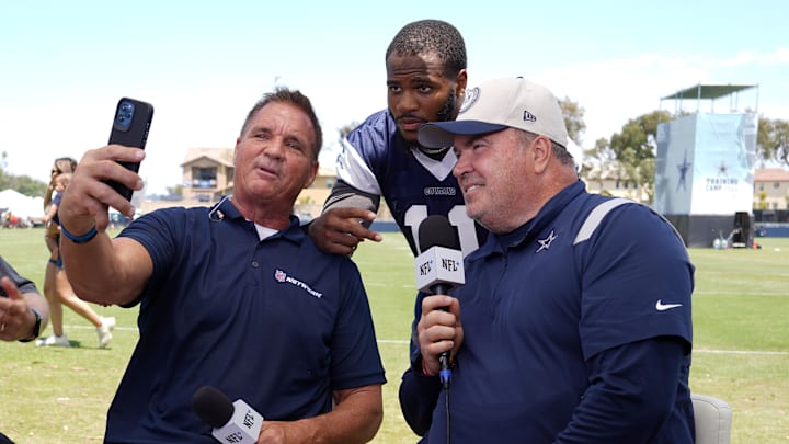 NFL Network analyst Brian Baldinger interviews Dallas Cowboys star Micah Parsons and coach Mike McCarthy.