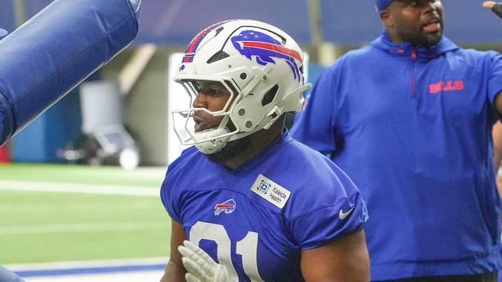 Jun 9, 2026; Orchard Park, NY, USA; Buffalo Bills defensive tackle Ed Oliver (91) trains during Buffalo Bills Minicamp. Mandatory Credit: Gregory Fisher-Imagn Images Jun 9, 2026; Orchard Park, NY, USA; Buffalo Bills defensive tackle Ed Oliver (91) trains during Buffalo Bills Minicamp. Mandatory Credit: Gregory Fisher-Imagn Images