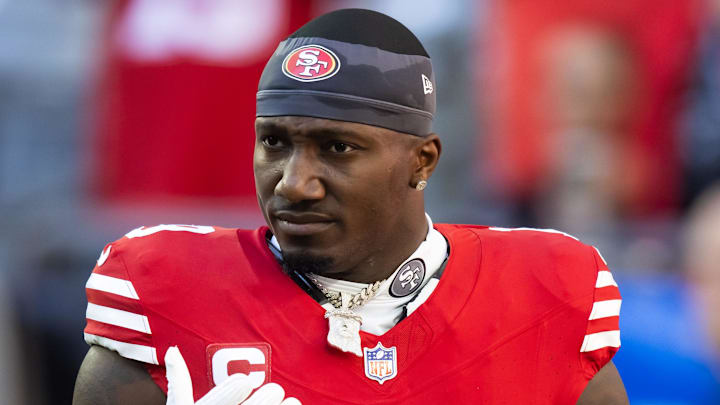 Dec 17, 2023; Glendale, Arizona, USA; San Francisco 49ers wide receiver Deebo Samuel (19) against the Arizona Cardinals at State Farm Stadium. Mandatory Credit: Mark J. Rebilas-Imagn Images