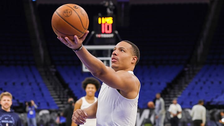 Feb 21, 2025; Orlando, Florida, USA; Memphis Grizzlies guard Desmond Bane (22) warms up before the game against the Orlando Magic at Kia Center. Mandatory Credit: Mike Watters-Imagn Images