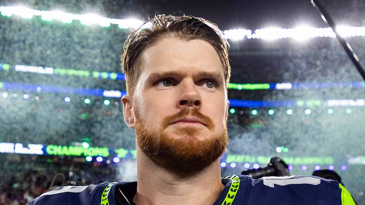 Seattle Seahawks quarterback Sam Darnold during Super Bowl LX