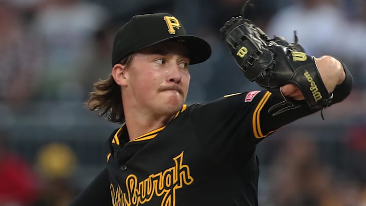 Sep 2, 2025; Pittsburgh, Pennsylvania, USA;  Pittsburgh Pirates relief pitcher Bubba Chandler (57) pitches against the Los Angeles Dodgers during the third inning at PNC Park. Mandatory Credit: Charles LeClaire-Imagn Images