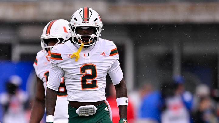 Nov 1, 2025; Dallas, Texas, USA; Miami Hurricanes defensive back Damari Brown (2) celebrates during the game between the Mustangs and the Hurricanes at Gerald J. Ford Stadium. Mandatory Credit: Jerome Miron-Imagn Images Nov 1, 2025; Dallas, Texas, USA; Miami Hurricanes defensive back Damari Brown (2) celebrates during the game between the Mustangs and the Hurricanes at Gerald J. Ford Stadium. Mandatory Credit: Jerome Miron-Imagn Images