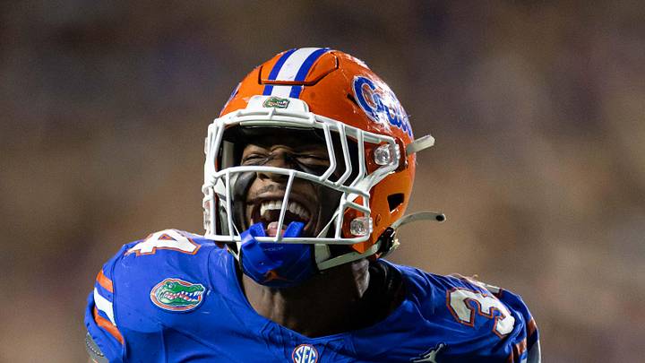 Florida Gators defensive end George Gumbs Jr. celebrates Florida Gators defensive end George Gumbs Jr. celebrates