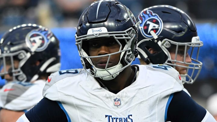 Tennessee Titans linebacker Arden Key during the third quarter against the Los Angeles Chargers. Tennessee Titans linebacker Arden Key during the third quarter against the Los Angeles Chargers.