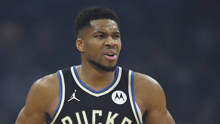 Nov 17, 2025; Cleveland, Ohio, USA; Milwaukee Bucks forward Giannis Antetokounmpo (34) reacts in the first quarter against the Cleveland Cavaliers at Rocket Arena. Mandatory Credit: David Richard-Imagn Images Nov 17, 2025; Cleveland, Ohio, USA; Milwaukee Bucks forward Giannis Antetokounmpo (34) reacts in the first quarter against the Cleveland Cavaliers at Rocket Arena. Mandatory Credit: David Richard-Imagn Images