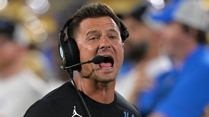 Oct 17, 2026; Pasadena, California, USA; UCLA Bruins head coach Bob Chesney on the sidelines in the second half against the Wisconsin Badgers at the Rose Bowl. Mandatory Credit: Jayne Kamin-Oncea-Imagn Images Oct 17, 2026; Pasadena, California, USA; UCLA Bruins head coach Bob Chesney on the sidelines in the second half against the Wisconsin Badgers at the Rose Bowl. Mandatory Credit: Jayne Kamin-Oncea-Imagn Images