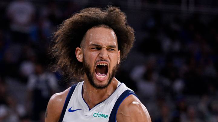 Oct 6, 2025; Fort Worth, Texas, USA; Dallas Mavericks center Dereck Lively II (2) celebrates after he dunks the ball during the game between the Dallas Mavericks and the Oklahoma City Thunder at Dickie's Arena. Mandatory Credit: Jerome Miron-Imagn Images