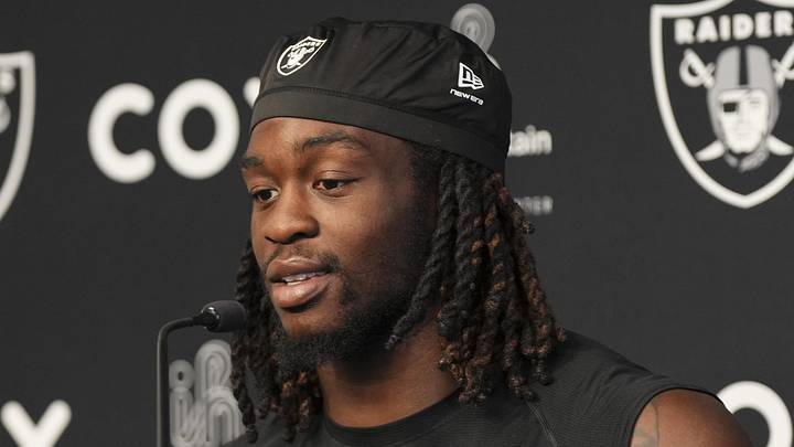 Las Vegas Raiders running back Ashton Jeanty speaks during a news conference during organized team activities. Las Vegas Raiders running back Ashton Jeanty speaks during a news conference during organized team activities.