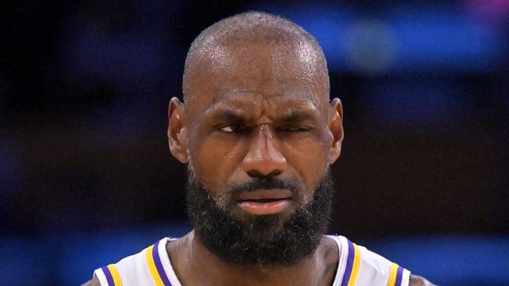 May 9, 2026; Los Angeles, California, USA; Los Angeles Lakers forward LeBron James (23) reacts after a foul in game three of the second round of the 2026 NBA Playoffs against the Oklahoma City Thunder at Crypto.com Arena. Mandatory Credit: Jayne Kamin-Oncea-Imagn Images