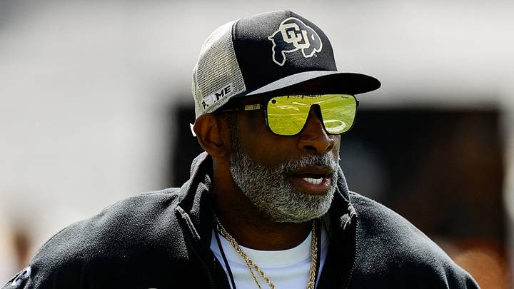 Apr 19, 2025; Boulder, CO, USA; Colorado Buffaloes head coach Deion Sanders during the spring game at Folsom Field. Apr 19, 2025; Boulder, CO, USA; Colorado Buffaloes head coach Deion Sanders during the spring game at Folsom Field.