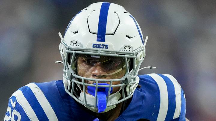 Dec 28, 2025; Indianapolis, Indiana, USA; Indianapolis Colts running back Jonathan Taylor (28) rushes the ball during a game against the Jacksonville Jaguars at Lucas Oil Stadium. Mandatory Credit: Grace Hollars-USA TODAY Network via Imagn Images