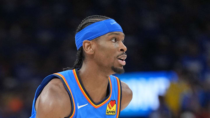 Jun 8, 2025; Oklahoma City, Oklahoma, USA; Oklahoma City Thunder guard Shai Gilgeous-Alexander (2) dribbles the ball against the Indiana Pacers during the second half during game two of the 2025 NBA Finals at Paycom Center. Mandatory Credit: Kyle Terada-Imagn Images Jun 8, 2025; Oklahoma City, Oklahoma, USA; Oklahoma City Thunder guard Shai Gilgeous-Alexander (2) dribbles the ball against the Indiana Pacers during the second half during game two of the 2025 NBA Finals at Paycom Center. Mandatory Credit: Kyle Terada-Imagn Images