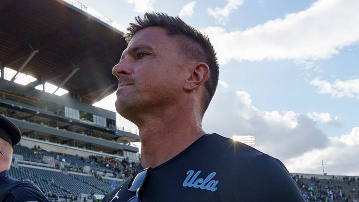 UCLA head coach Bob Chesney walks off the field after his win as the Oregon Ducks host the UCLA Bruins on Oct. 10, 2026, at Autzen Stadium in Eugene, Oregon. UCLA head coach Bob Chesney walks off the field after his win as the Oregon Ducks host the UCLA Bruins on Oct. 10, 2026, at Autzen Stadium in Eugene, Oregon.