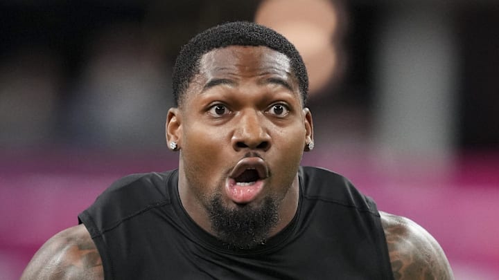 New Indianapolis Colts edge rusher George Gumbs during the NFL Scouting Combine