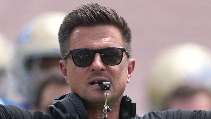 May 2, 2026; Pasadena, CA, USA; UCLA Bruins coach Bob Chesney reacts during the spring game at Rose Bowl. Mandatory Credit: Kirby Lee-Imagn Images May 2, 2026; Pasadena, CA, USA; UCLA Bruins coach Bob Chesney reacts during the spring game at Rose Bowl. Mandatory Credit: Kirby Lee-Imagn Images