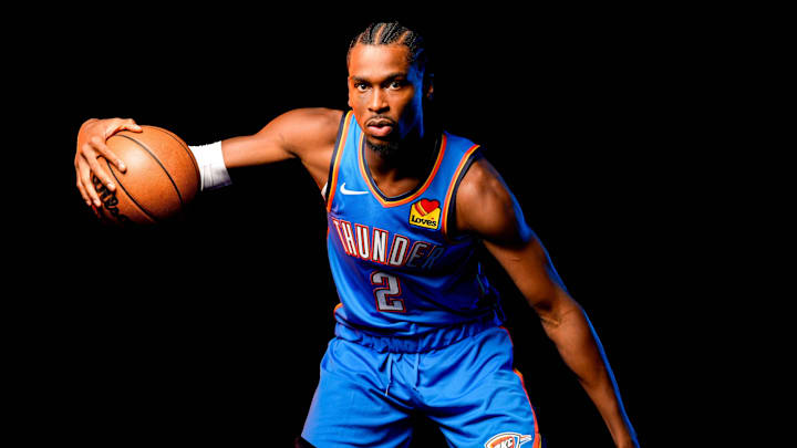 Shai Gilgeous-Alexander is pictured during the Thunder media day at the Paycom Center in Oklahoma City, on Monday, Sept. 30, 2024.
