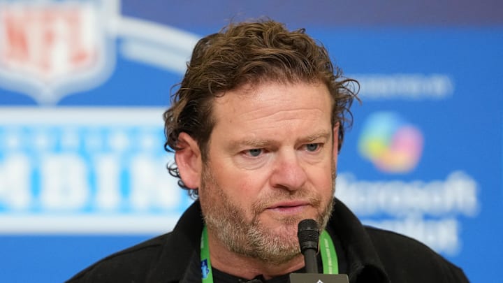 Seattle Seahawks general manager John Schneider speaks at the NFL Scouting Combine.