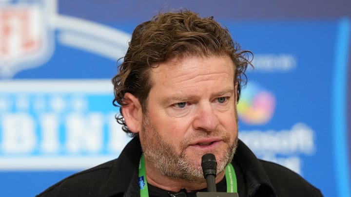 Seattle Seahawks general manager John Schneider speaks at the NFL Scouting Combine.