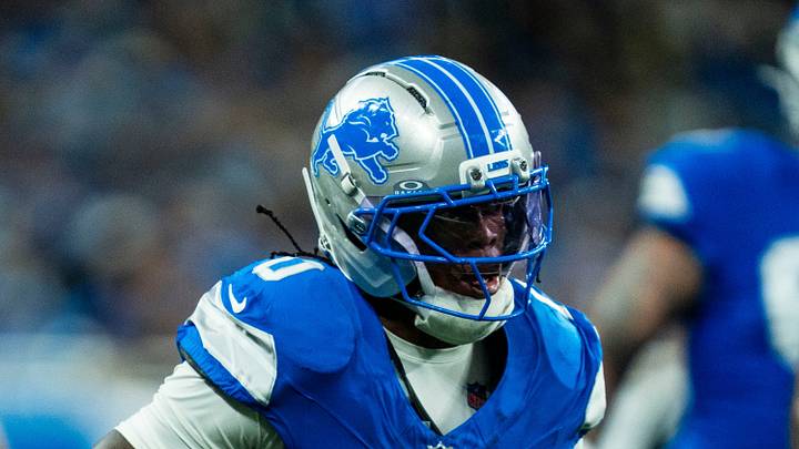 Detroit Lions running back Jahmyr Gibbs (0) runs with the ball against the New Orleans Saints at Ford Field in Detroit on Sunday Sept. 13, 2026.