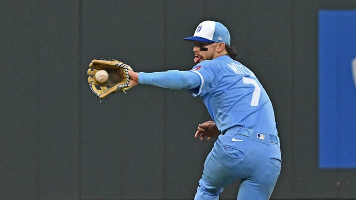 Kansas City Royals shortstop Bobby Witt Jr. (7) fields a ball Sunday against the Houston Astros. Kansas City Royals shortstop Bobby Witt Jr. (7) fields a ball Sunday against the Houston Astros.