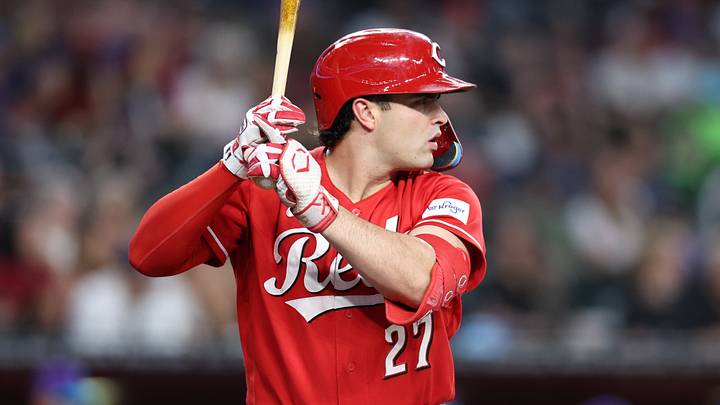 Aug 22, 2026; Phoenix, Arizona, USA; Cincinnati Reds infielder Sal Stewart (27) prepares to bat against the Arizona Diamondbacks in the first inning at Chase Field. Mandatory Credit: Anna Carrington-Imagn Images Aug 22, 2026; Phoenix, Arizona, USA; Cincinnati Reds infielder Sal Stewart (27) prepares to bat against the Arizona Diamondbacks in the first inning at Chase Field. Mandatory Credit: Anna Carrington-Imagn Images