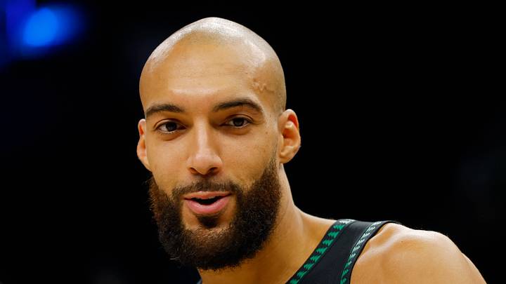 Jan 6, 2026; Minneapolis, Minnesota, USA; Minnesota Timberwolves center Rudy Gobert (27) talks with a reporter after the game with the Miami Heat at Target Center. Mandatory Credit: Bruce Kluckhohn-Imagn Images