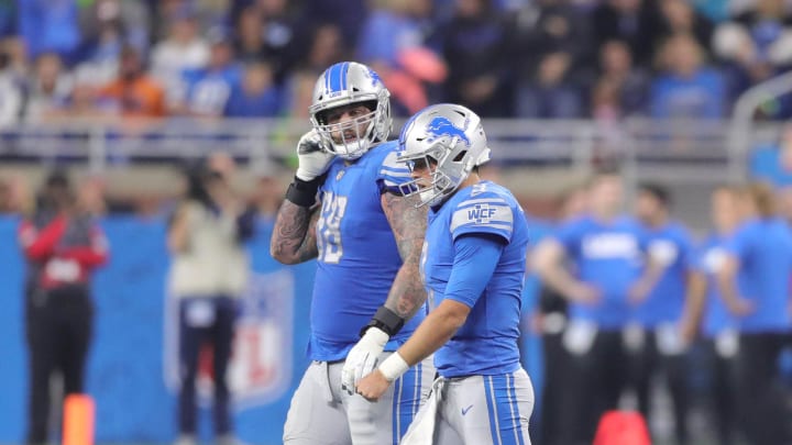 Former Detroit Lions quarterback Matthew Stafford and tackle Taylor Decker Former Detroit Lions quarterback Matthew Stafford and tackle Taylor Decker