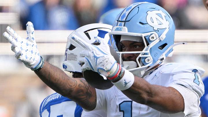 Oct 17, 2026; Durham, North Carolina, USA; North Carolina Tar Heels wide receiver Jordan Shipp (1) celebrates against the Duke Blue Devils during the first quarter at Wallace Wade Stadium. Mandatory Credit: Zachary Taft-Imagn Images Oct 17, 2026; Durham, North Carolina, USA; North Carolina Tar Heels wide receiver Jordan Shipp (1) celebrates against the Duke Blue Devils during the first quarter at Wallace Wade Stadium. Mandatory Credit: Zachary Taft-Imagn Images
