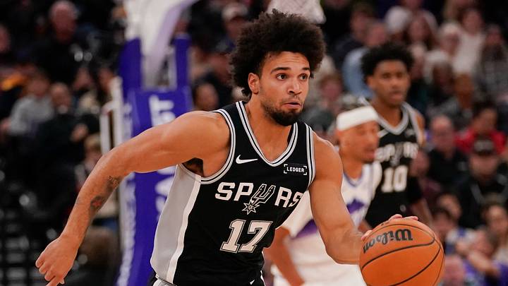 Oct 12, 2026; Salt Lake City, Utah, USA; San Antonio Spurs guard Ja'Kobi Gillespie (17) dribbles during the first half against the Utah Jazz at Delta Center. Mandatory Credit: Aaron Baker-Imagn Images Oct 12, 2026; Salt Lake City, Utah, USA; San Antonio Spurs guard Ja'Kobi Gillespie (17) dribbles during the first half against the Utah Jazz at Delta Center. Mandatory Credit: Aaron Baker-Imagn Images