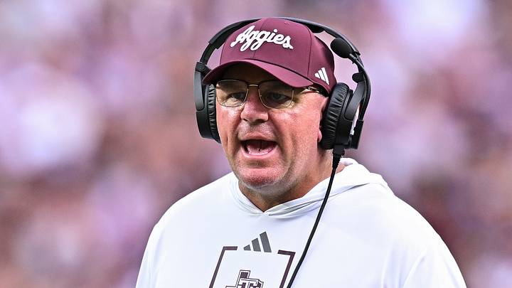 Texas A&M Aggies head coach Mike Elko reacts during the first quarter against the Missouri State Bears at Kyle Field.