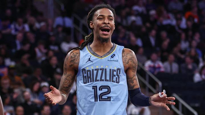 Nov 11, 2025; New York, New York, USA; Memphis Grizzlies guard Ja Morant (12) reacts after getting called for a foul in the second quarter against the New York Knicks at Madison Square Garden. Mandatory Credit: Wendell Cruz-Imagn Images Nov 11, 2025; New York, New York, USA; Memphis Grizzlies guard Ja Morant (12) reacts after getting called for a foul in the second quarter against the New York Knicks at Madison Square Garden. Mandatory Credit: Wendell Cruz-Imagn Images