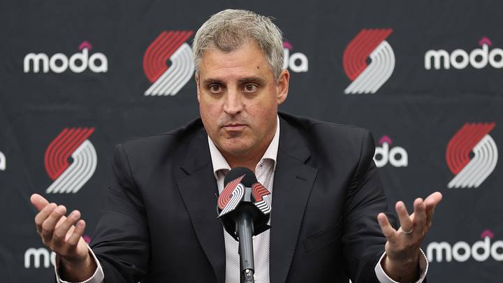 Jun 25, 2026; Portland, OR, USA;  Portland Trail Blazers head coach Micah Nori answers questions from the press conference at the Trail Blazers Practice Facility. Mandatory Credit: Jaime Valdez-Imagn Images