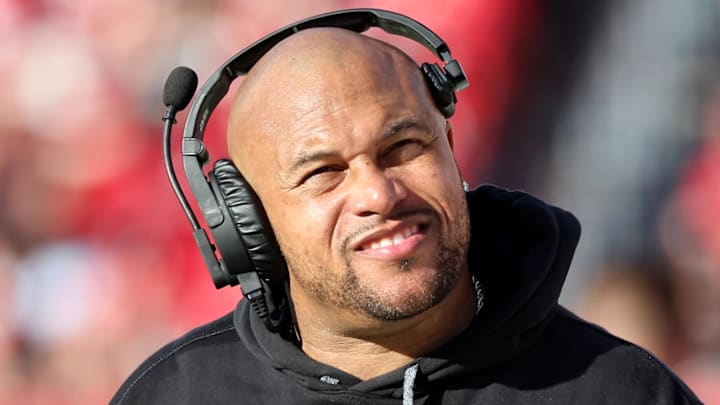 Dec 8, 2024; Tampa, Florida, USA; Las Vegas Raiders head coach Antonio Pierce looks on during the second half against the Tampa Bay Buccaneers at Raymond James Stadium. Mandatory Credit: Kim Klement Neitzel-Imagn Images Dec 8, 2024; Tampa, Florida, USA; Las Vegas Raiders head coach Antonio Pierce looks on during the second half against the Tampa Bay Buccaneers at Raymond James Stadium. Mandatory Credit: Kim Klement Neitzel-Imagn Images