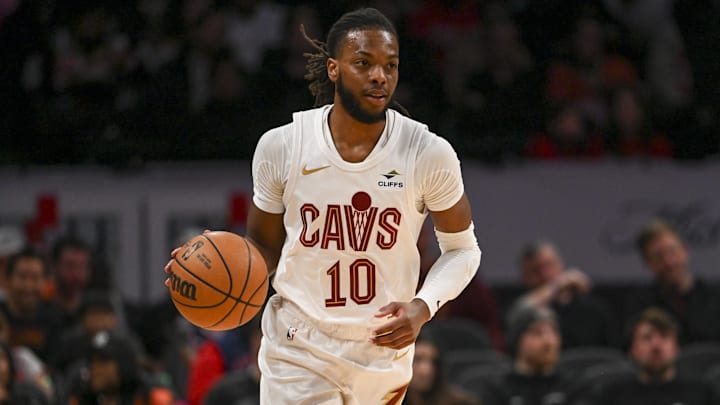 Feb 25, 2024; Washington, District of Columbia, USA; Cleveland Cavaliers guard Darius Garland (10) dribbles up the court during the first half against the Washington Wizards at Capital One Arena. Mandatory Credit: Tommy Gilligan-Imagn Images Feb 25, 2024; Washington, District of Columbia, USA; Cleveland Cavaliers guard Darius Garland (10) dribbles up the court during the first half against the Washington Wizards at Capital One Arena. Mandatory Credit: Tommy Gilligan-Imagn Images