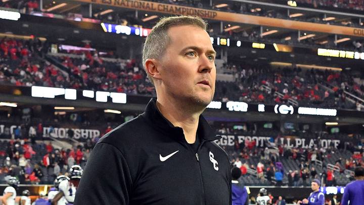Southern California Trojans head coach Lincoln Riley walks the field before the CFP national championship game between the TCU Horned Frogs and the Georgia Bulldogs at SoFi Stadium. Southern California Trojans head coach Lincoln Riley walks the field before the CFP national championship game between the TCU Horned Frogs and the Georgia Bulldogs at SoFi Stadium.