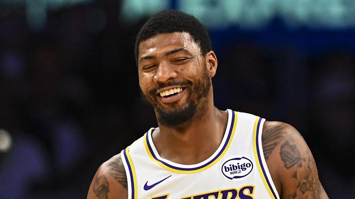 Nov 2, 2025; Los Angeles, California, USA; Los Angeles Lakers guard Austin Reaves (15) reacts with guard Marcus Smart (36) after scoring against the Miami Heat during the first half at Crypto.com Arena. Mandatory Credit: Jonathan Hui-Imagn Images Nov 2, 2025; Los Angeles, California, USA; Los Angeles Lakers guard Austin Reaves (15) reacts with guard Marcus Smart (36) after scoring against the Miami Heat during the first half at Crypto.com Arena. Mandatory Credit: Jonathan Hui-Imagn Images