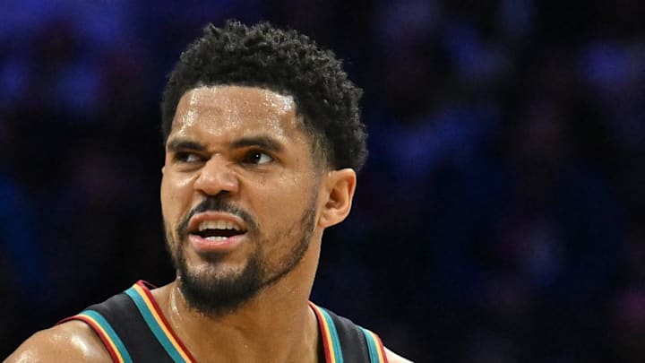 Apr 4, 2026; Philadelphia, Pennsylvania, USA; Detroit Pistons forward Tobias Harris (12) reacts after a basket against the Philadelphia 76ers during the second half at Xfinity Mobile Arena. Mandatory Credit: Eric Hartline-Imagn Images Apr 4, 2026; Philadelphia, Pennsylvania, USA; Detroit Pistons forward Tobias Harris (12) reacts after a basket against the Philadelphia 76ers during the second half at Xfinity Mobile Arena. Mandatory Credit: Eric Hartline-Imagn Images