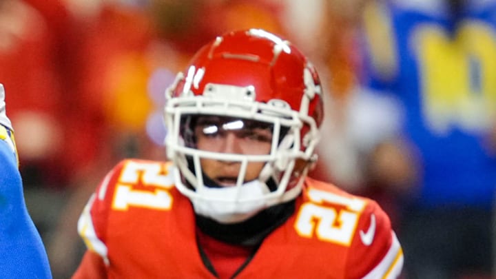 Kansas City Chiefs cornerback Trent McDuffie (21). Mandatory Credit: Jay Biggerstaff-Imagn Images