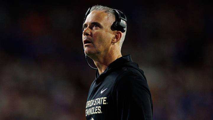 Nov 29, 2025; Gainesville, Florida, USA; Florida State Seminoles head coach Mike Norvell looks on against the Florida Gators during the second half at Ben Hill Griffin Stadium. Mandatory Credit: Matt Pendleton-Imagn Images Nov 29, 2025; Gainesville, Florida, USA; Florida State Seminoles head coach Mike Norvell looks on against the Florida Gators during the second half at Ben Hill Griffin Stadium. Mandatory Credit: Matt Pendleton-Imagn Images