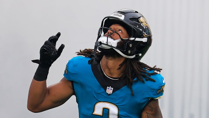 Jacksonville Jaguars wide receiver Jakobi Meyers (3) is introduced before an NFL football game at EverBank Stadium, Sunday, Dec. 7, 2025, in Jacksonville, Fla. The Jaguars defeated the Colts 36-19. Jacksonville Jaguars wide receiver Jakobi Meyers (3) is introduced before an NFL football game at EverBank Stadium, Sunday, Dec. 7, 2025, in Jacksonville, Fla. The Jaguars defeated the Colts 36-19.