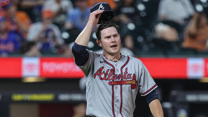 Jun 12, 2026; New York City, New York, USA; Atlanta Braves relief pitcher Jr. Ritchie (60) reacts after throwing a runner out at first base in the sixth inning against the New York Mets at Citi Field. Mandatory Credit: Wendell Cruz-Imagn Images Jun 12, 2026; New York City, New York, USA; Atlanta Braves relief pitcher Jr. Ritchie (60) reacts after throwing a runner out at first base in the sixth inning against the New York Mets at Citi Field. Mandatory Credit: Wendell Cruz-Imagn Images