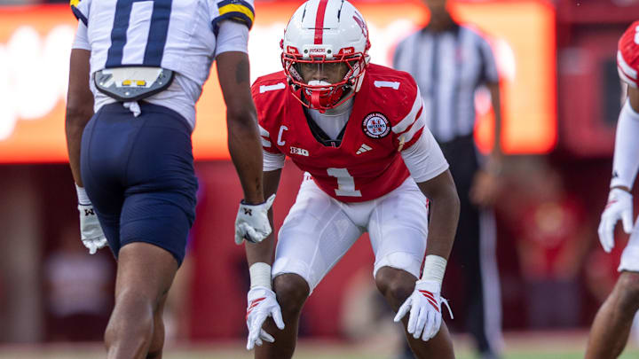 Nebraska defensive back Ceyair Wright prepares to defend against Michigan.