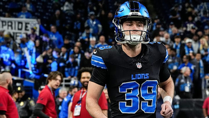 Detroit Lions place kicker Jake Bates (39). Detroit Lions place kicker Jake Bates (39).