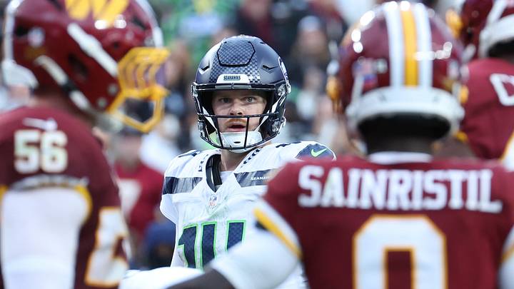 Sep 27, 2026; Landover, Maryland, USA; Seattle Seahawks quarterback Sam Darnold (14) in the second half at Northwest Stadium. Sep 27, 2026; Landover, Maryland, USA; Seattle Seahawks quarterback Sam Darnold (14) in the second half at Northwest Stadium.