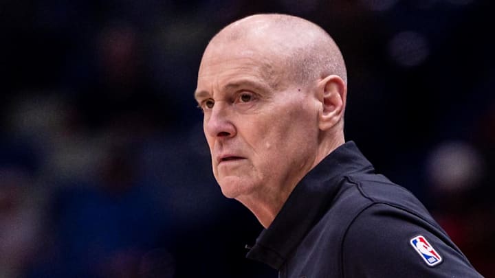 Indiana Pacers head coach Rick Carlisle looks on against the New Orleans Pelicans during the first half at Smoothie King Center.