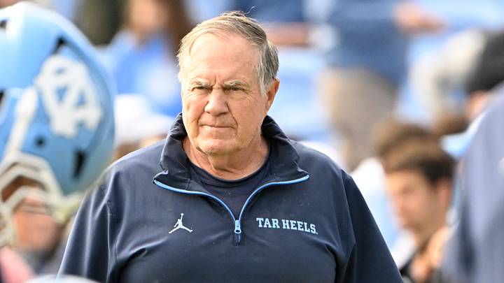 Oct 25, 2025; Chapel Hill, North Carolina, USA; North Carolina Tar Heels head coach Bill Belichick with the team before the game at Kenan Stadium. Mandatory Credit: Bob Donnan-Imagn Images Oct 25, 2025; Chapel Hill, North Carolina, USA; North Carolina Tar Heels head coach Bill Belichick with the team before the game at Kenan Stadium. Mandatory Credit: Bob Donnan-Imagn Images