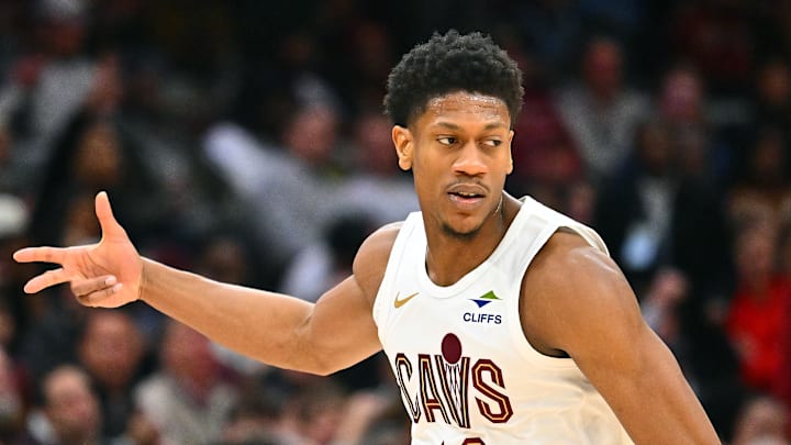 De'Andre Hunter #12 of the Atlanta Hawks reacts during a game.